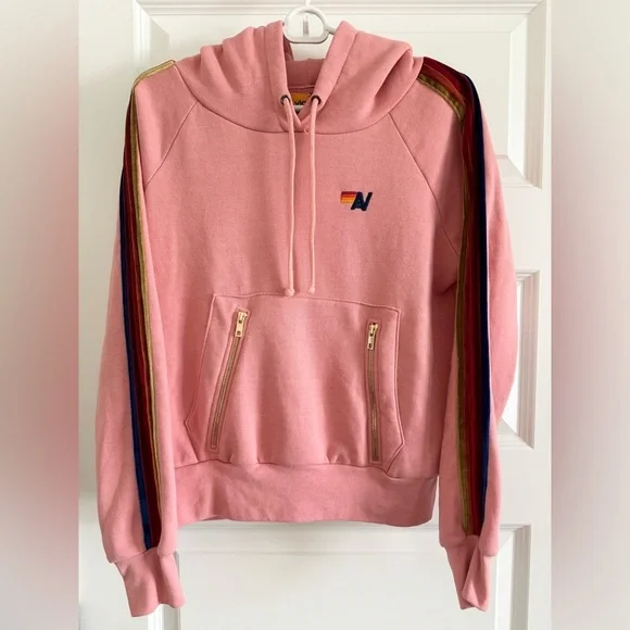 Aviator Nation Classic Pullover Hoodie & Classic Sweatpants Velvet Stripes Set